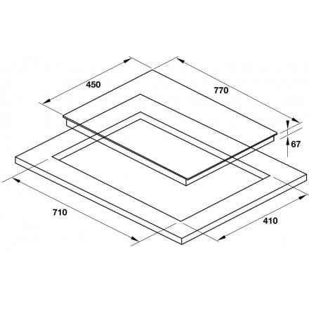 Hình ảnh bản vẽ kỹ thuật Bếp Điện Từ Hafele HC-IHH80A 539.66.698 Kết Hợp Hút Mùi 2 Vùng Nấu 