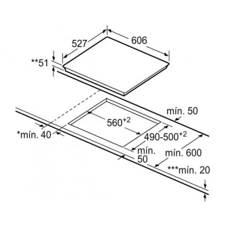 Hình ảnh bản vẽ kỹ thuật Bếp Điện Từ Hafele HC-IHH80A 539.66.698 Kết Hợp Hút Mùi 2 Vùng Nấu
