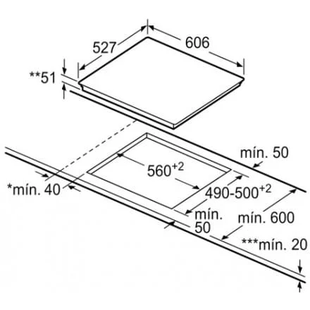 Hình ảnh bản vẽ kỹ thuật Bếp Điện Từ Hafele HC-IHH80A 539.66.698 Kết Hợp Hút Mùi 2 Vùng Nấu 