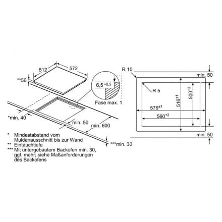 Hình ảnh bản vẽ kỹ thuật Bếp Điện Từ Hafele HC-IHH80A 539.66.698 Kết Hợp Hút Mùi 2 Vùng Nấu