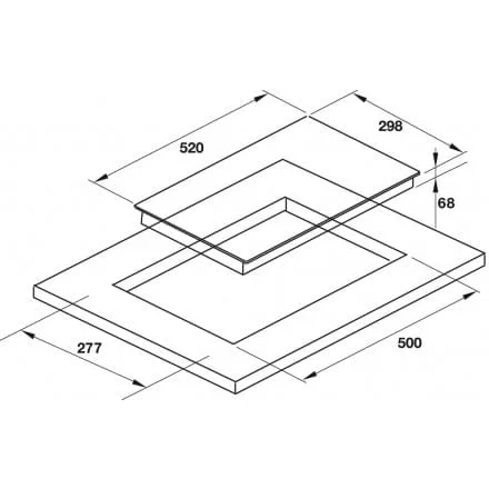 Hình ảnh bản vẽ kỹ thuật Bếp Điện Từ Hafele HC-IHH80A 539.66.698 Kết Hợp Hút Mùi 2 Vùng Nấu