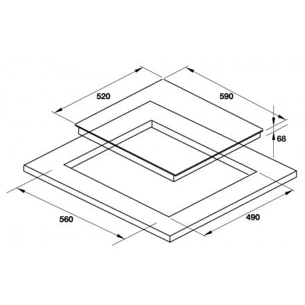 Hình ảnh bản vẽ kỹ thuật Bếp Điện Từ Hafele HC-IHH80A 539.66.698 Kết Hợp Hút Mùi 2 Vùng Nấu