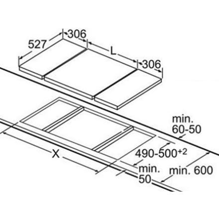Hình ảnh bản vẽ kỹ thuật Bếp Điện Từ Hafele HC-IHH80A 539.66.698 Kết Hợp Hút Mùi 2 Vùng Nấu 