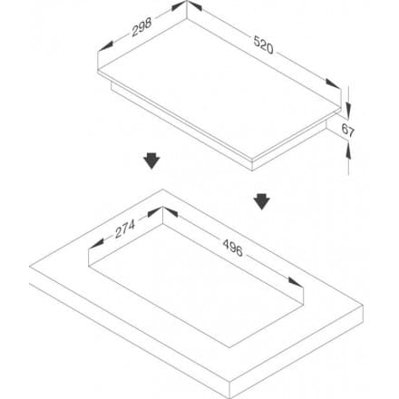 Hình ảnh bản vẽ kỹ thuật Bếp Điện Hồng Ngoại Malloca MR 593 Có 3 Vùng Nấu