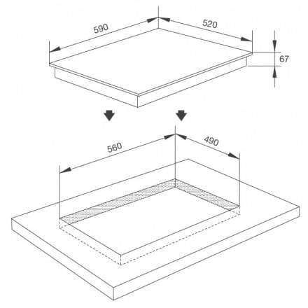 Hình ảnh bản vẽ kỹ thuật Bếp Điện Hồng Ngoại Malloca MR 593 Có 3 Vùng Nấu
