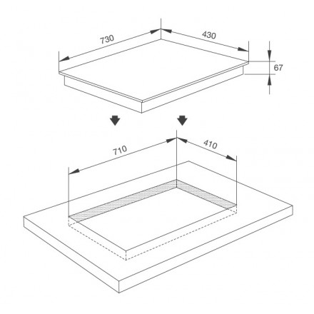 Hình ảnh bản vẽ kỹ thuật Bếp Điện Hồng Ngoại Malloca MR 593 Có 3 Vùng Nấu