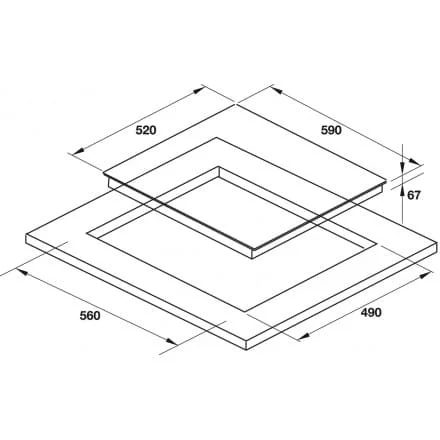 Hình ảnh bản vẽ kỹ thuật Bếp Điện Từ Hafele HC-IHH80A 539.66.698 Kết Hợp Hút Mùi 2 Vùng Nấu