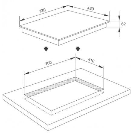 Hình ảnh bản vẽ kỹ thuật Bếp Điện Hồng Ngoại Malloca MR 593 Có 3 Vùng Nấu
