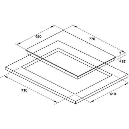 Hình ảnh bản vẽ kỹ thuật Bếp Điện Từ Hafele HC-IHH80A 539.66.698 Kết Hợp Hút Mùi 2 Vùng Nấu 