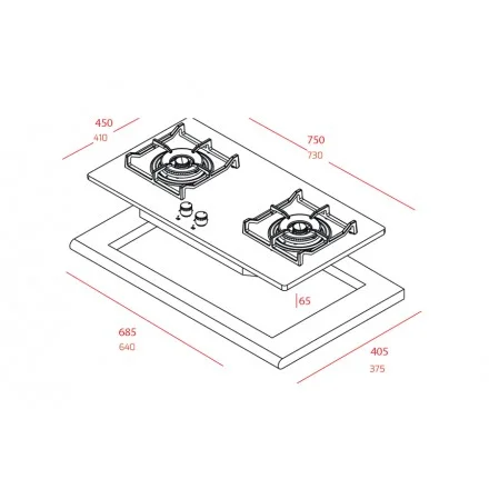 Hình ảnh bản vẽ kỹ thuật Bếp Điện Từ Hafele HC-IHH80A 539.66.698 Kết Hợp Hút Mùi 2 Vùng Nấu 