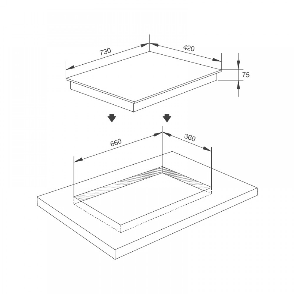 Hình ảnh bản vẽ kỹ thuật Bếp Điện Hồng Ngoại Malloca MR 593 Có 3 Vùng Nấu