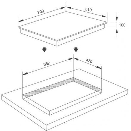 Hình ảnh bản vẽ kỹ thuật Bếp Điện Hồng Ngoại Malloca MR 593 Có 3 Vùng Nấu