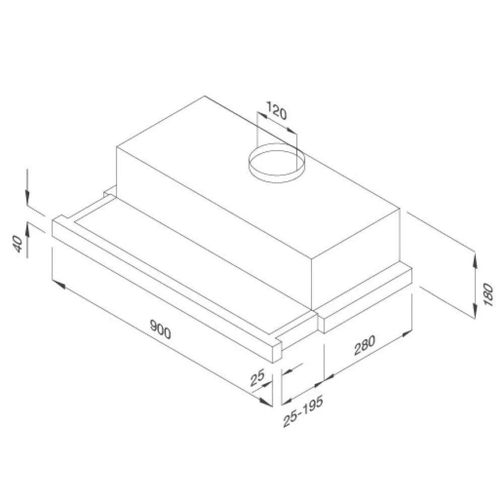 Hình ảnh bản vẽ kỹ thuật Máy Hút Khói Khử Mùi Malloca Gama K3155.7 Áp Tường