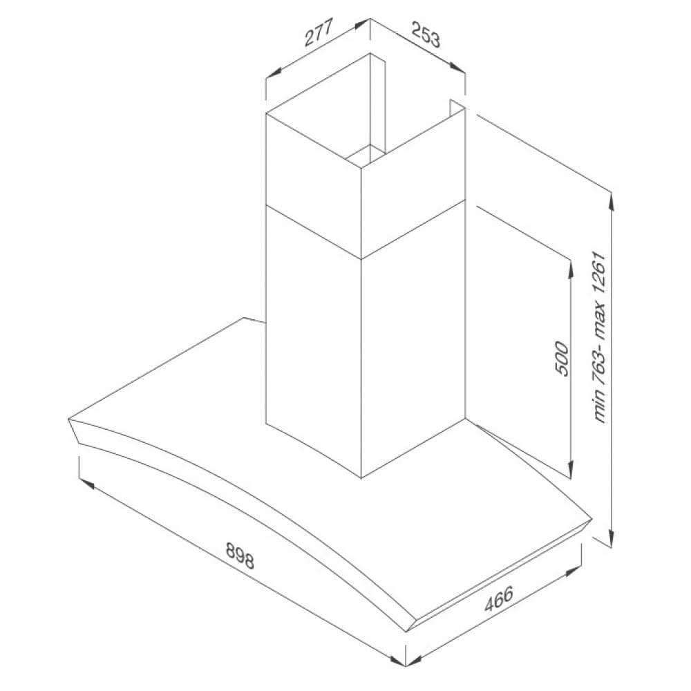 Hình ảnh bản vẽ kỹ thuật Máy Hút Khói Khử Mùi Malloca Gama K3155.7 Áp Tường