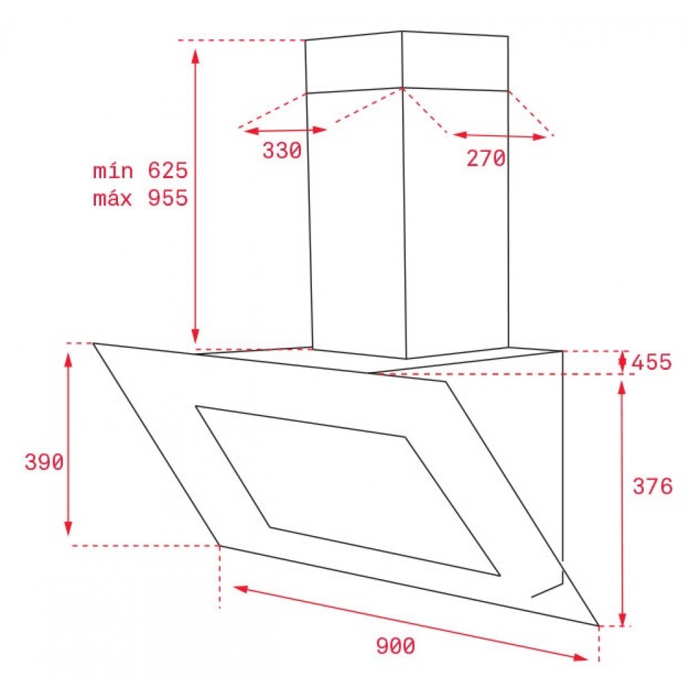 Hình ảnh bản vẽ kỹ thuật Máy Hút Mùi Teka DBB 60 40460400 Áp Tường
