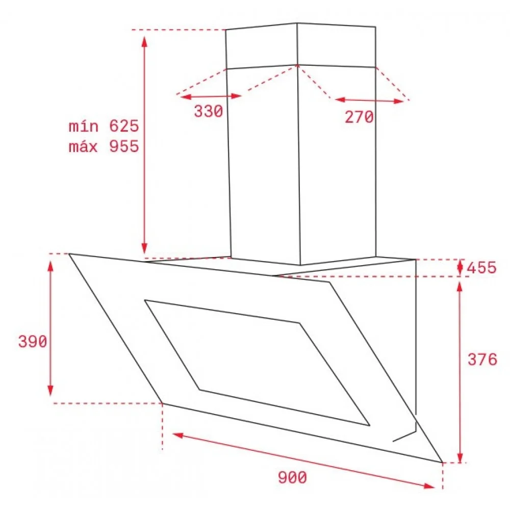 Hình ảnh bản vẽ kỹ thuật Máy Hút Mùi Teka DBB 60 40460400 Áp Tường