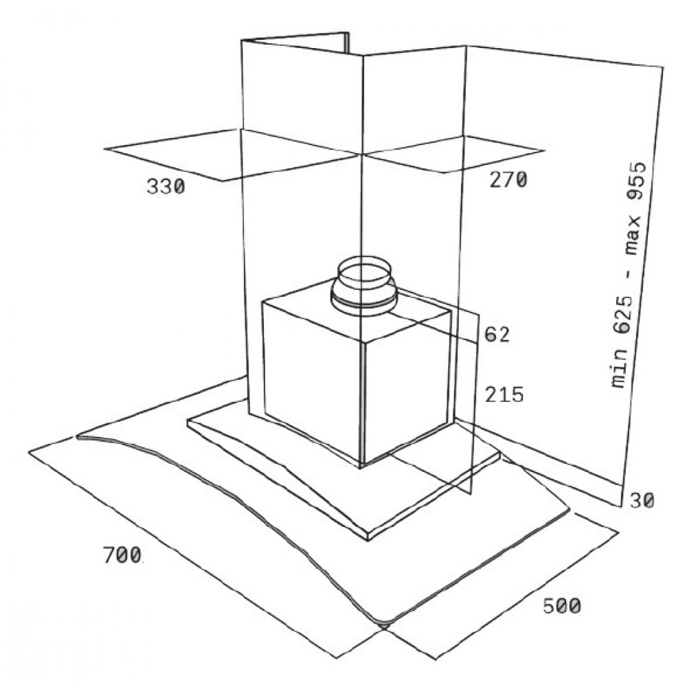 Hình ảnh bản vẽ kỹ thuật Máy Hút Mùi Teka DBB 60 40460400 Áp Tường