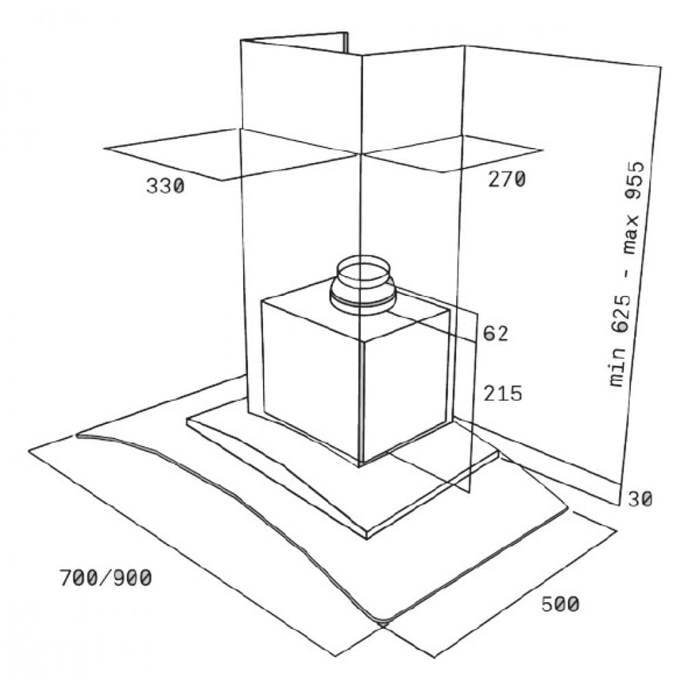 Hình ảnh bản vẽ kỹ thuật Máy Hút Mùi Teka DBB 60 40460400 Áp Tường