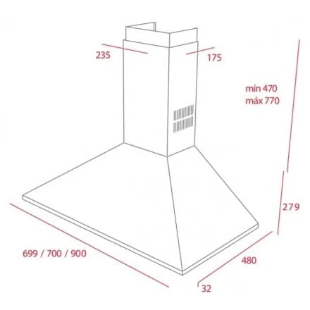 Hình ảnh bản vẽ kỹ thuật Máy Hút Mùi Teka DBB 60 40460400 Áp Tường