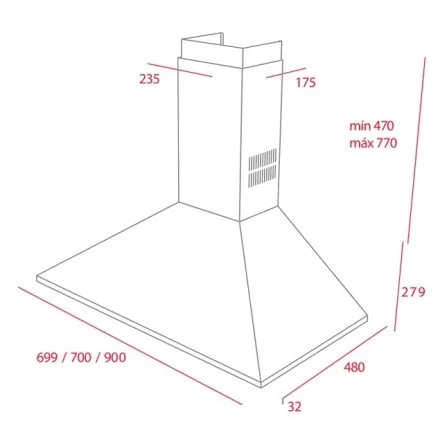 Hình ảnh bản vẽ kỹ thuật Máy Hút Mùi Teka DBB 60 40460400 Áp Tường