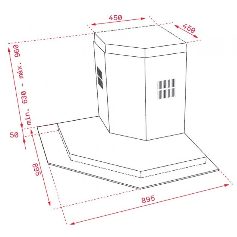 Hình ảnh bản vẽ kỹ thuật Máy Hút Mùi Teka DBB 60 40460400 Áp Tường