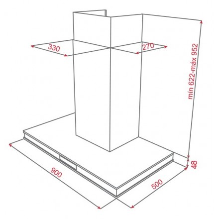 Hình ảnh bản vẽ kỹ thuật Máy Hút Mùi Teka DBB 60 40460400 Áp Tường