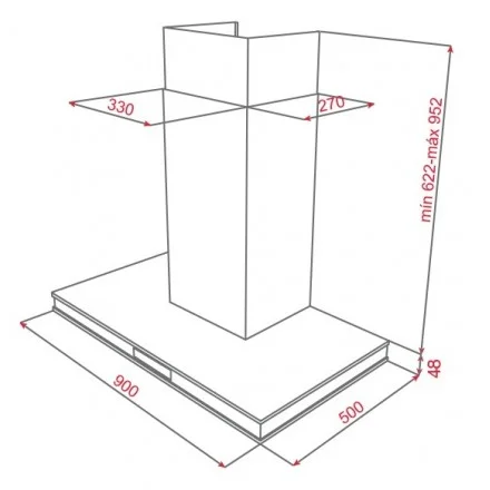Hình ảnh bản vẽ kỹ thuật Máy Hút Mùi Teka DBB 60 40460400 Áp Tường
