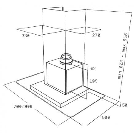 Hình ảnh bản vẽ kỹ thuật Máy Hút Mùi Teka DBB 60 40460400 Áp Tường
