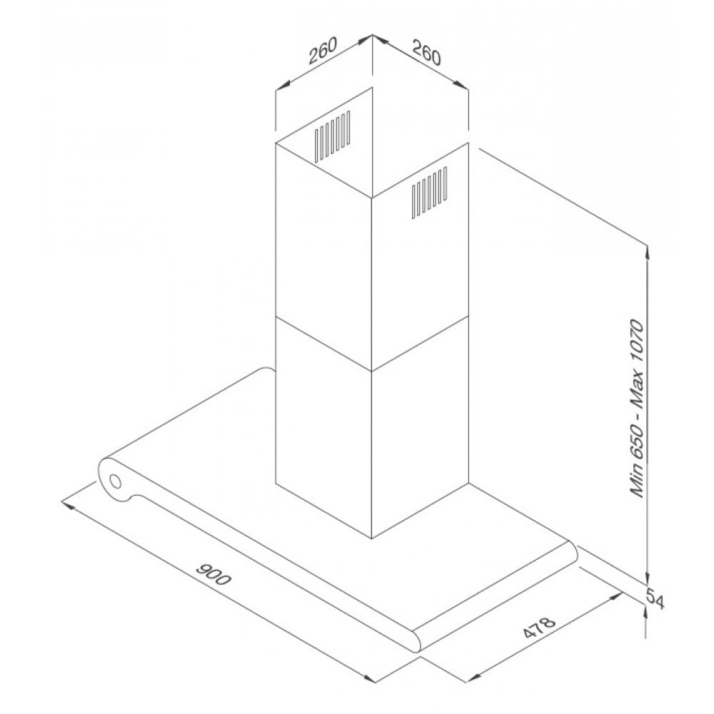 Hình ảnh bản vẽ kỹ thuật Máy Hút Mùi Teka DBB 60 40460400 Áp Tường