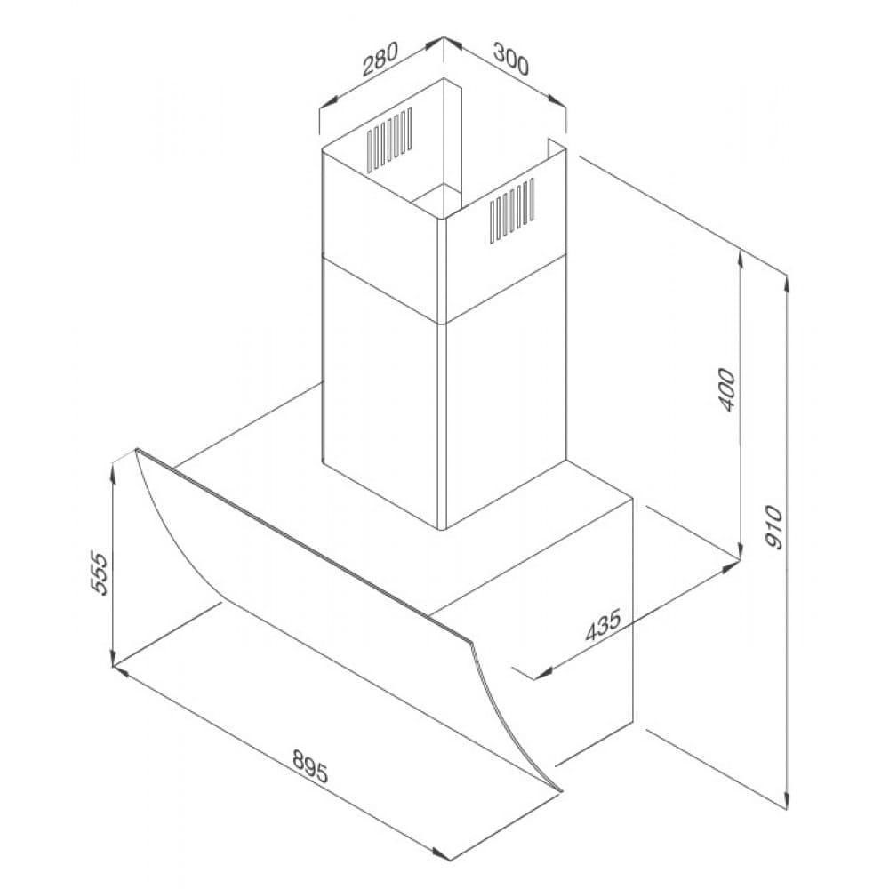 Hình ảnh bản vẽ kỹ thuật Máy Hút Khói Khử Mùi Malloca Gama K3155.7 Áp Tường