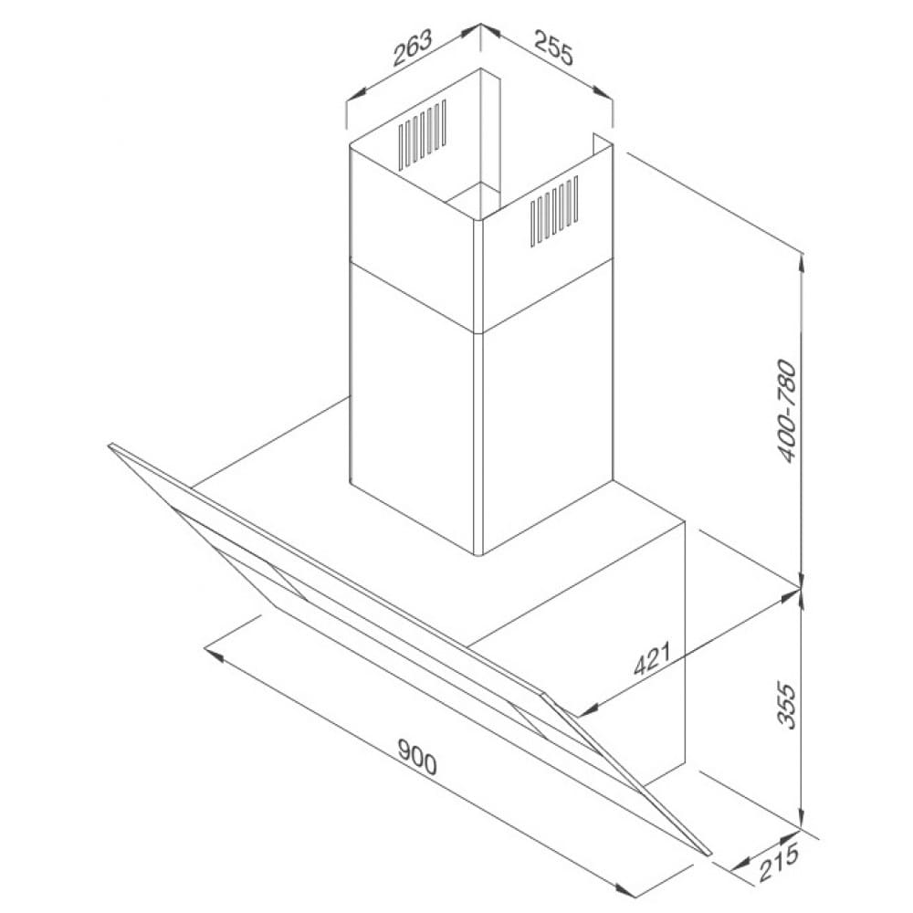 Hình ảnh bản vẽ kỹ thuật Máy Hút Khói Khử Mùi Malloca Gama K3155.7 Áp Tường
