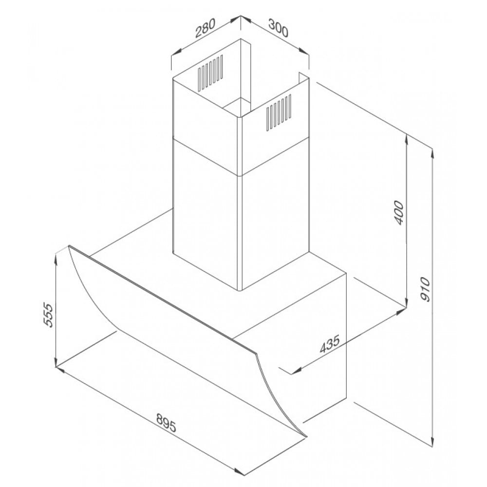 Hình ảnh bản vẽ kỹ thuật Máy Hút Khói Khử Mùi Malloca Gama K3155.7 Áp Tường