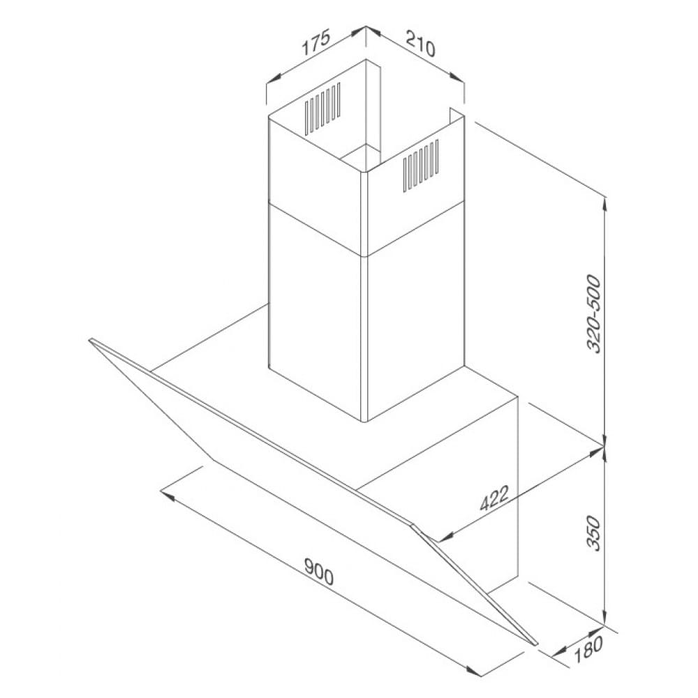 Hình ảnh bản vẽ kỹ thuật Máy Hút Khói Khử Mùi Malloca Gama K3155.7 Áp Tường