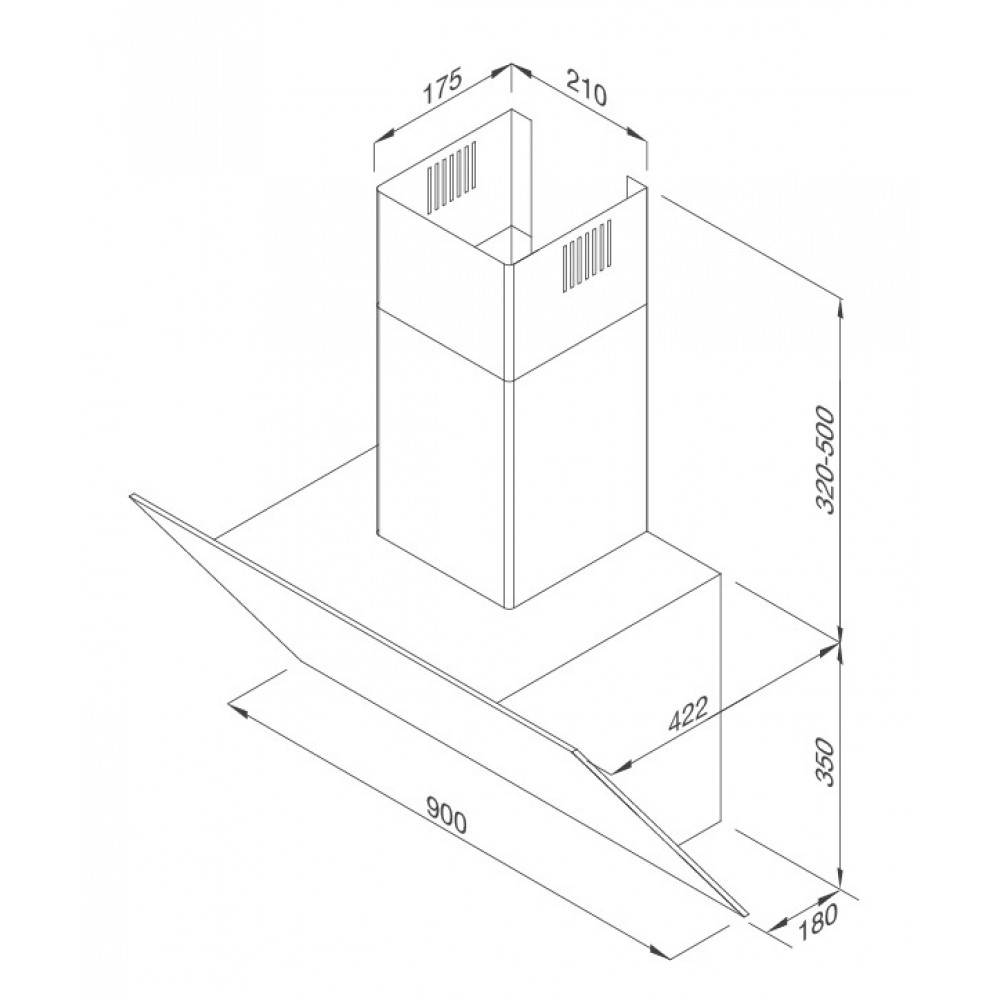 Hình ảnh bản vẽ kỹ thuật Máy Hút Khói Khử Mùi Malloca Gama K3155.7 Áp Tường