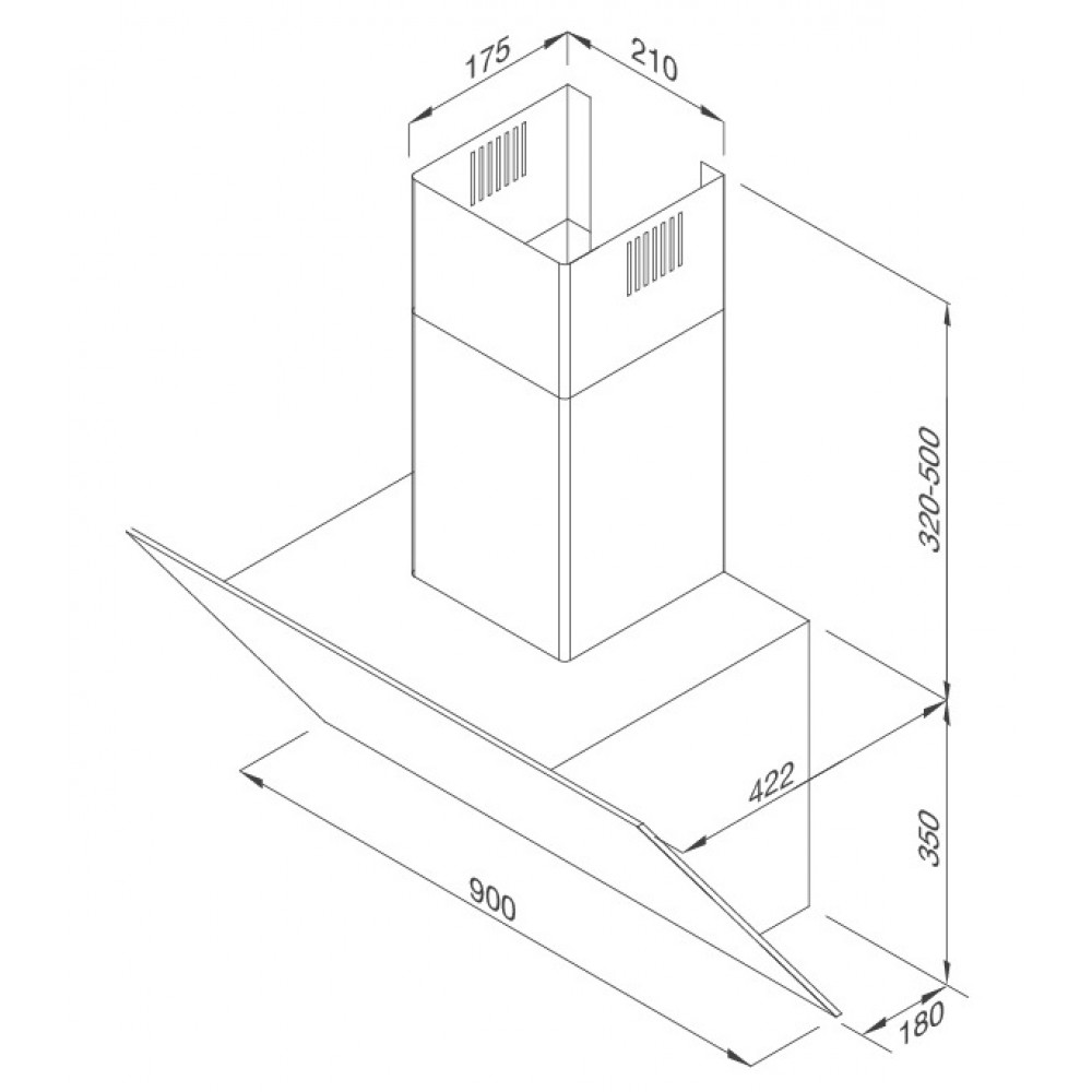 Hình ảnh bản vẽ kỹ thuật Máy Hút Khói Khử Mùi Malloca Gama K3155.7 Áp Tường