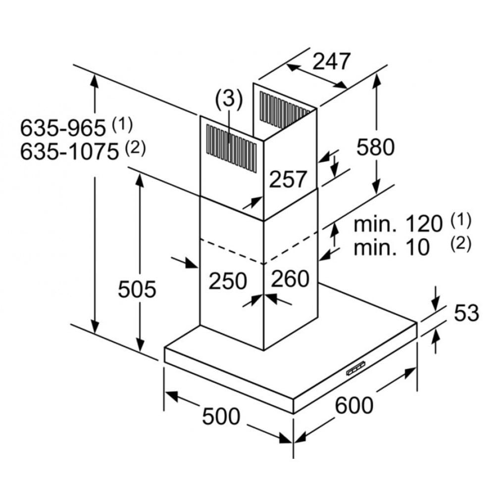 Hình ảnh bản vẽ kỹ thuật Máy Hút Mùi Teka DBB 60 40460400 Áp Tường