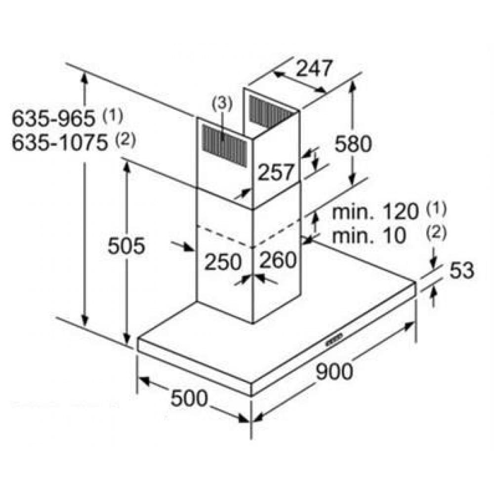 Hình ảnh bản vẽ kỹ thuật Máy Hút Mùi Teka DBB 60 40460400 Áp Tường