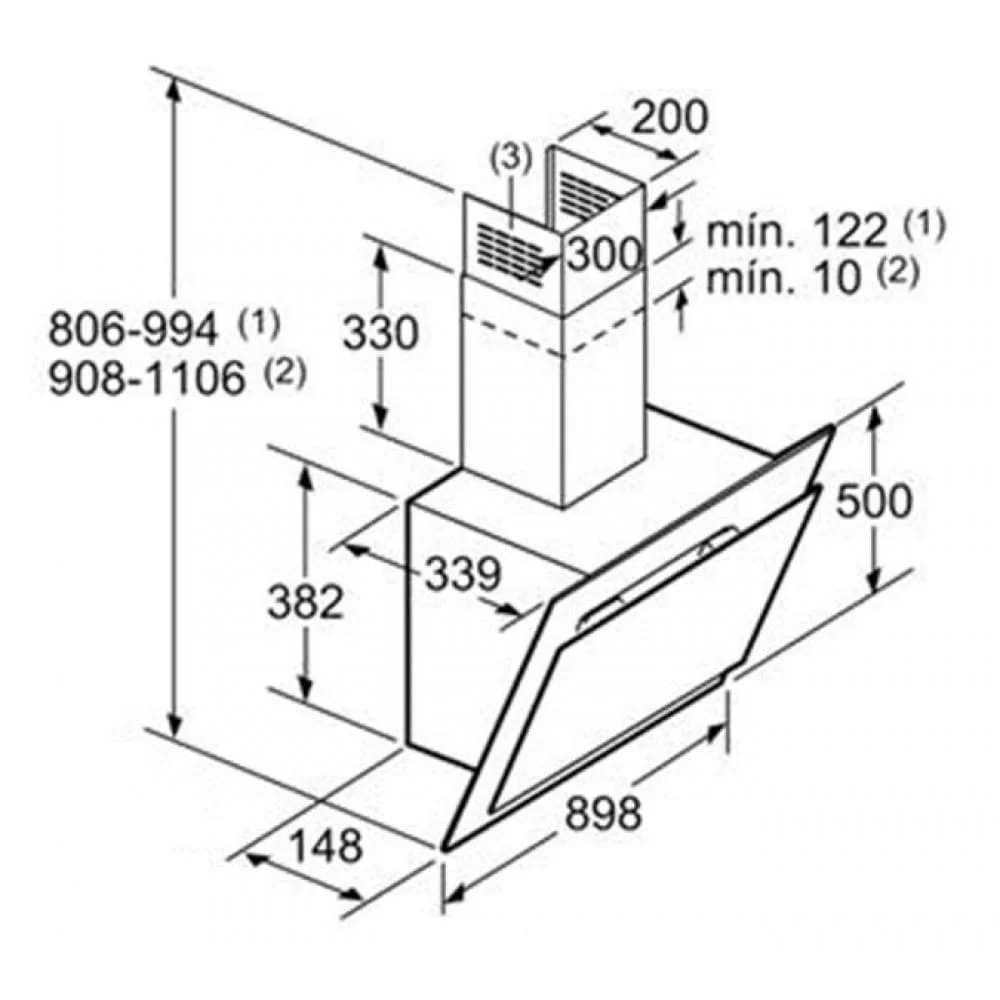 Hình ảnh bản vẽ kỹ thuật Máy Hút Mùi Teka DBB 60 40460400 Áp Tường