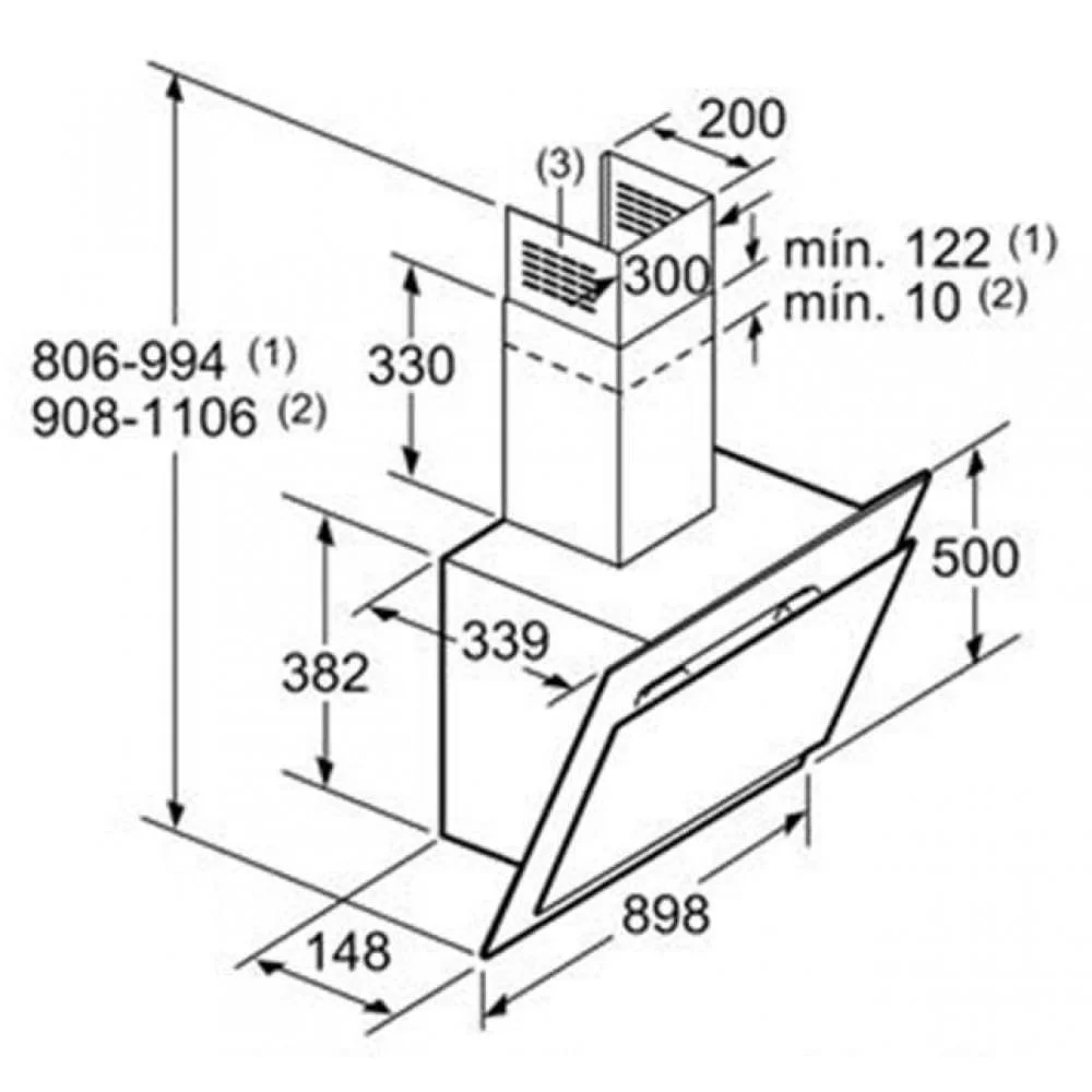 Hình ảnh bản vẽ kỹ thuật Máy Hút Mùi Teka DBB 60 40460400 Áp Tường