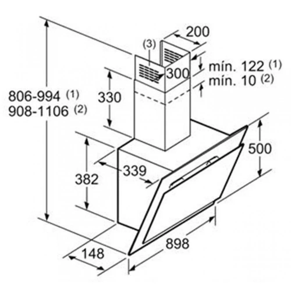 Hình ảnh bản vẽ kỹ thuật Máy Hút Mùi Teka DBB 60 40460400 Áp Tường