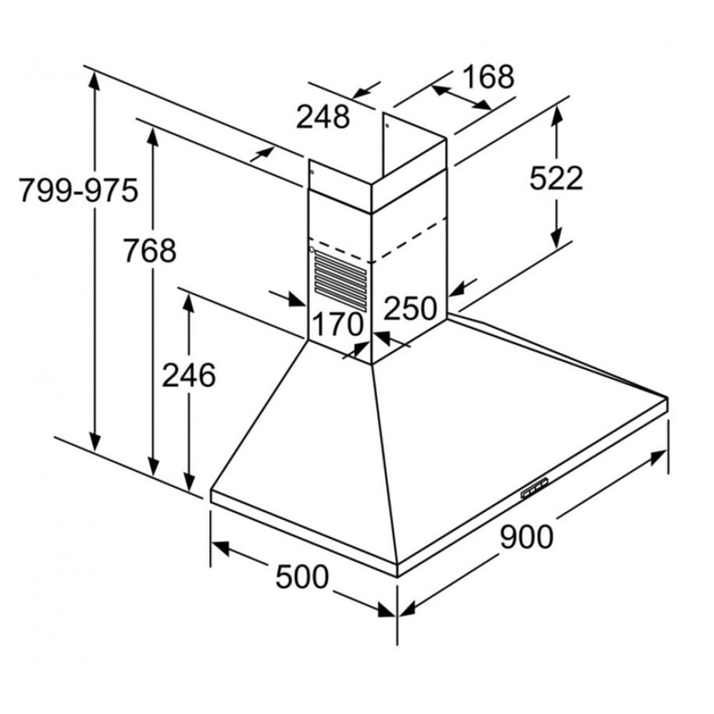 Hình ảnh bản vẽ kỹ thuật Máy Hút Mùi Teka DBB 60 40460400 Áp Tường