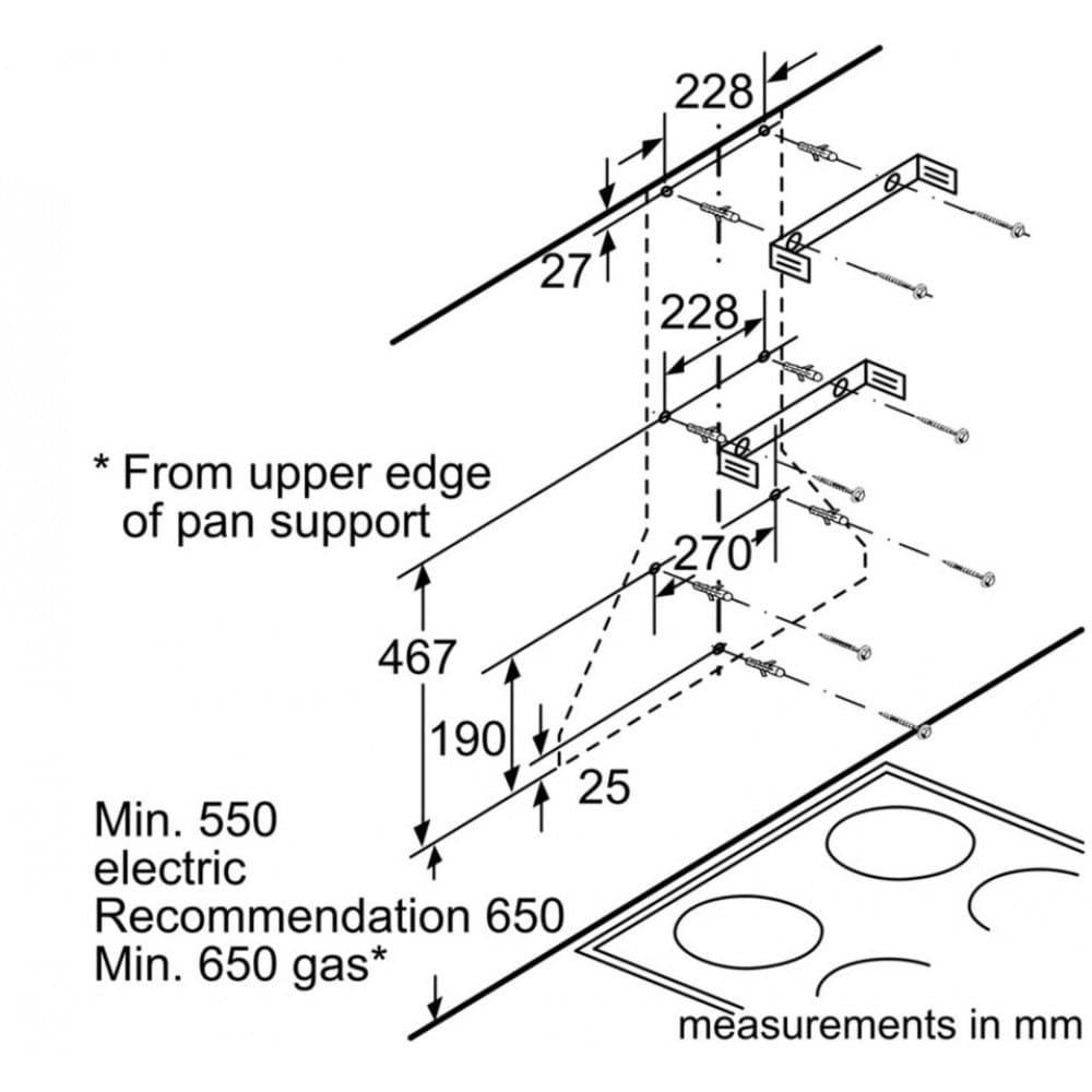 Hình ảnh bản vẽ kỹ thuật Máy Hút Mùi Teka DBB 60 40460400 Áp Tường