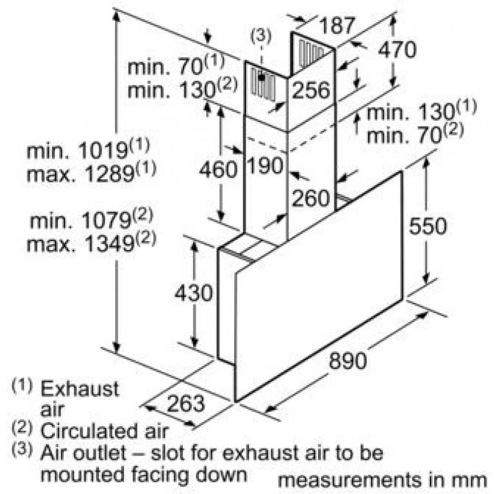 Hình ảnh bản vẽ kỹ thuật Máy Hút Mùi Teka DBB 60 40460400 Áp Tường