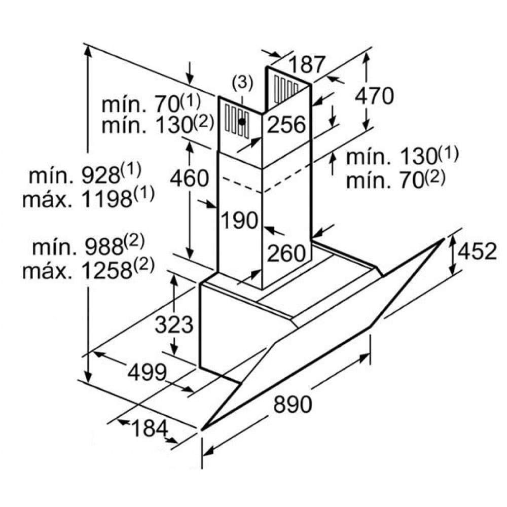 Hình ảnh bản vẽ kỹ thuật Máy Hút Mùi Teka DBB 60 40460400 Áp Tường