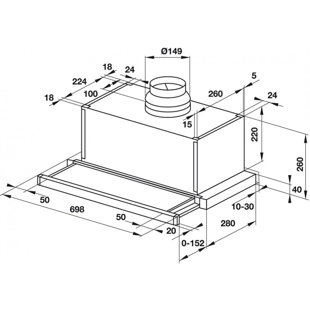 hình ảnh bản vẽ Máy Hút Khói Khử Mùi Malloca CONCRETE K-400 Đảo