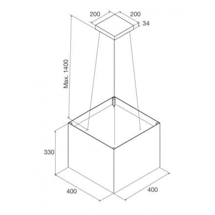 hình ảnh bản vẽ Máy Hút Khói Khử Mùi Malloca CONCRETE K-400 Đảo