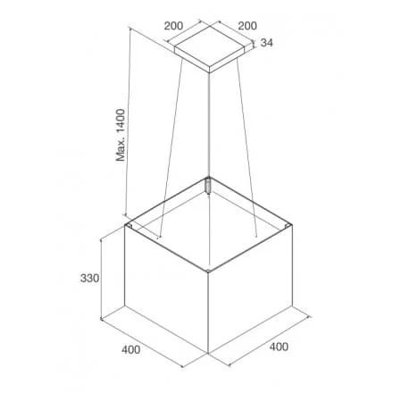 hình ảnh bản vẽ Máy Hút Khói Khử Mùi Malloca CONCRETE K-400 Đảo