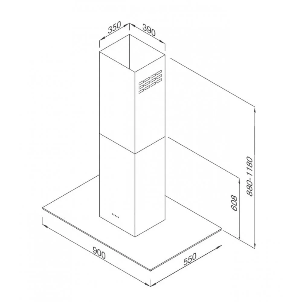 hình ảnh bản vẽ Máy Hút Khói Khử Mùi Malloca CONCRETE K-400 Đảo