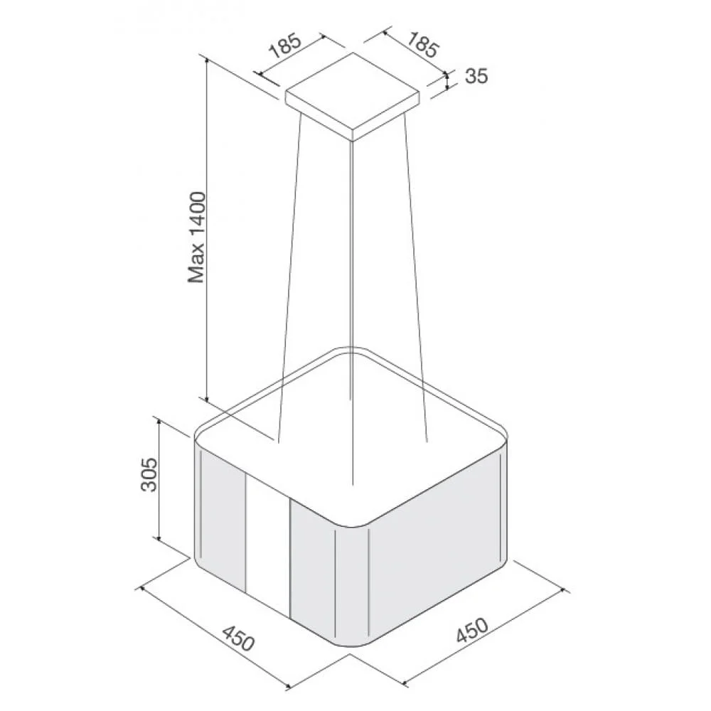 hình ảnh bản vẽ Máy Hút Khói Khử Mùi Malloca CONCRETE K-400 Đảo