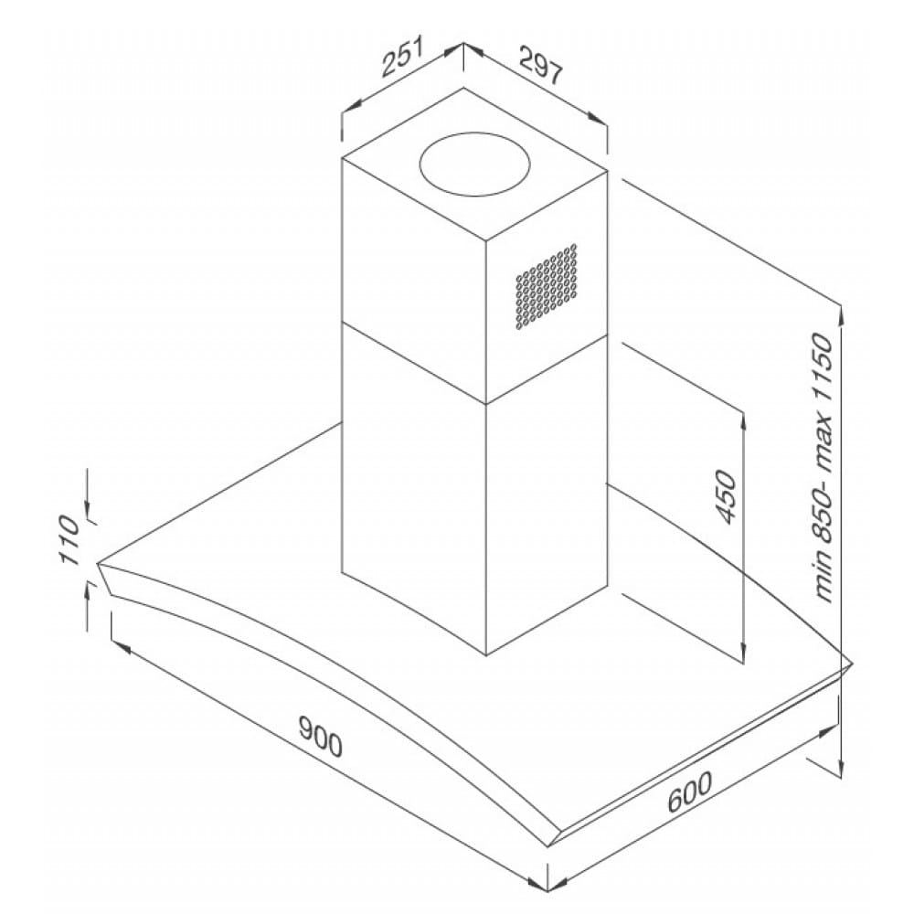 hình ảnh bản vẽ Máy Hút Khói Khử Mùi Malloca CONCRETE K-400 Đảo